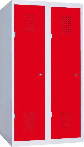 Uitdrukkelijk Aziatisch Spanning Locker dubbel laag, 2x deur hoog, H120 x B60 x D50 cm rood RAL 3000  Biblioshop